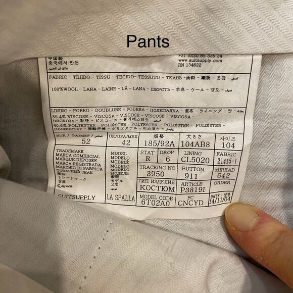 SuitSupply La Spalla 3-Piece Wool Pinstripe Suit – 42R / EU 52 – Side Adjusters - Picture 6 of 11